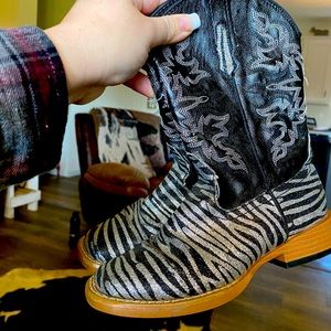 Roper 12s glitter zebra cowgirl boot